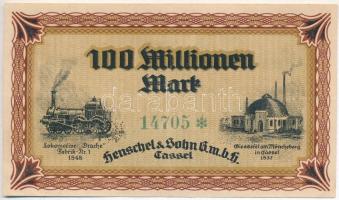 Németország / Weimari Köztársaság / Cassel / Henschel és Fia Kft. 1923. 100.000.000M szükségpénz T:I...
