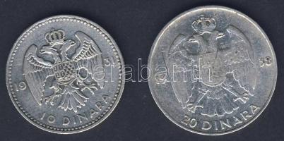 Jugoszlávia 1931. 10D Ag T:2/3 k + 1938. 20D Ag T:3 k.
