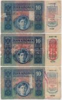 1915. 10K (5x) mindegyik felülbélyegzéssel, közte hamisak is T:III,III-