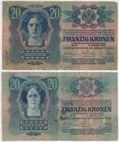 1913. 20K (5x) II. kiadás, mindegyik bélyegzésekkel T:III,III-