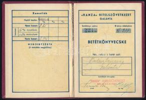 1934-1939 Galánta, A Hanza Szövetkezet tagsági- üzletrész- és betétkönyve