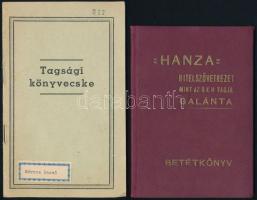 1934-1939 Galánta, A Hanza Szövetkezet tagsági- és betétkönyve.