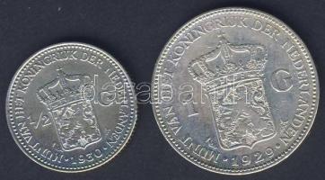Hollandia 1929. 1G Ag T:2 k + 1930. 1/2G Ag T:2/3