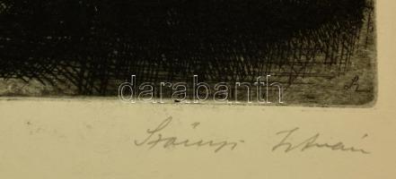 Szőnyi István (1894-1960): Zebegényi táj. Rézkarc, papír, jelzett, 19,5×25,5 cm