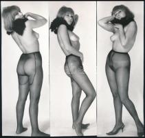 cca 1969 Privát vetkőzőszám, 13 db vintage fotó, szolidan erotikus felvételek, 17,5x6 cm és 17x7,5 c...