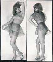 cca 1969 Privát vetkőzőszám, 13 db vintage fotó, szolidan erotikus felvételek, 17,5x6 cm és 17x7,5 c...