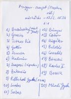 1952 Az Aranycsapat tagjainak aláírásai Moszkvából Buzánszky Jenőné részére küldött levelezőlapon
