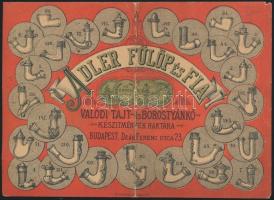 1907 Adler Fülöp és Fia pipa kereskedésének díszes számlája, számlabélyeggel, hajtott, 11x15,5 cm