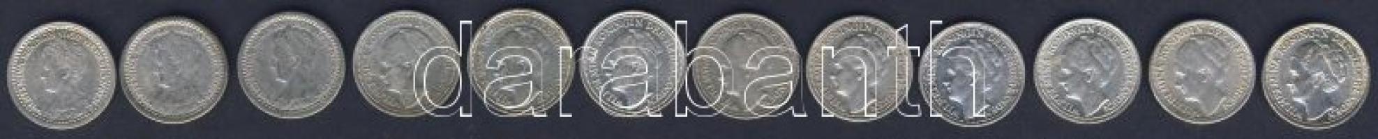 Hollandia 1918-44. 10c Ag (12x) klf évszámokkal T:2,3