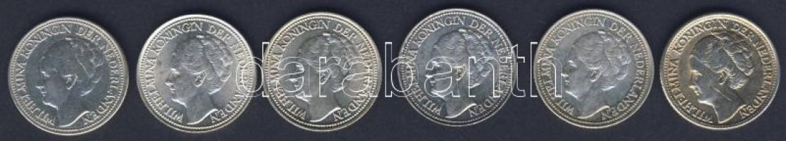 Hollandia 1928-43. 25c Ag (6x) 4klf évszámmal T:2,3