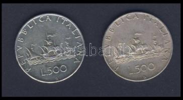 Olaszország 1958+1966. 500L Ag (2x) T:3