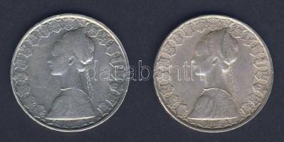 Olaszország 1958+1966. 500L Ag (2x) T:3