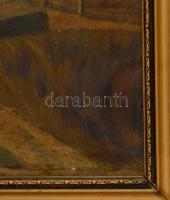 Neogrády jelzéssel: Melegágyak a háznál. Olaj, vászon, üvegezett sérült keretben, 46×62 cm