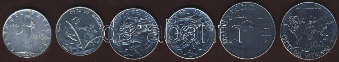 Vatikán 1951. 10L + 1983. 10L + 1984. 100L + 1985. 50L (2x) + 100L T:1/2,2,3 Összesen 6db!