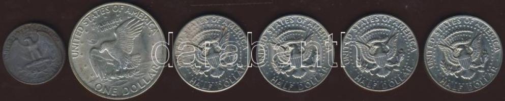 USA 1969. 1/4$ "Franklin" T:4 + 1971. 1$ "Eisenhower" T:3 + 1973. 1/2$ "Ken...