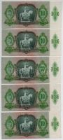 1936. 10P (5x) sorszámkövetők, nyomdai papírránccal T:I- enyhe hajlás mindegyik közepén