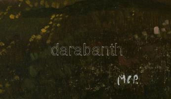 MCP jelzéssel: Hegyvidéki táj. Olaj, farost, keretben, 30×40 cm