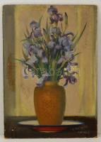 Dömötör jelzéssel: Virágcsendélet. Olaj, karton, 70×49 cm
