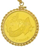 Kanada 1981. 100$ Au "II. Erzsébet / Nemzeti Himnusz" jelzett, csavaros arany foglalatban,...