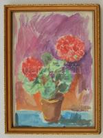 Márffy jelzéssel: Virágcsendélet. Akvarell, papír, üvegezett keretben, 34×24 cm