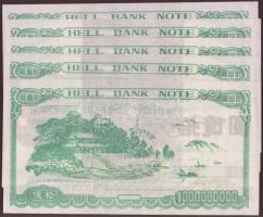 Kína extrém nagyalakú dekoratív égetési pénz 1000.000.000 névértékben, különleges papíron (10x) 2klf...