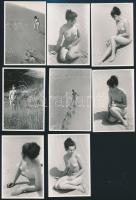 cca 1970 Bugac, a homokdűnék asszonya, 13 db vintage fotó Vincze János (1922-1998) hagyatékából, 6x9 cm / 13 erotic photos, 6x9 cm