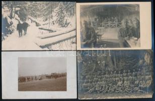 cca 1916 Privát fotólapok katonákról, 13 db vintage fotó, többsége feliratozott, 9x14 cm