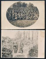 cca 1916 Privát fotólapok katonákról, 13 db vintage fotó, többsége feliratozott, 9x14 cm