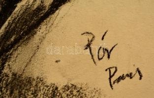 Pór jelzéssel: Álló akt. Szén, papír, 32×24 cm