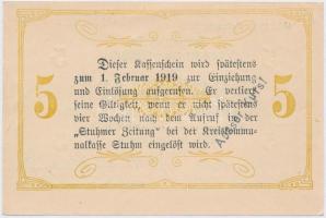 Német Birodalom / Stuhm 1918. 5M szükségpénz pecsételésekkel T:I-
German Empire / Stuhm 1918. 5 Mar...