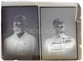 cca 1896 Katoni kitüntetések, vintage üveglemez negatív Kerny István (1879-1963) hagyatékából, 9x12 ...