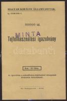1936. Magyar kir. államvasutak "Tejfelhasználási igazolvány" "000-ás Minta"! R!