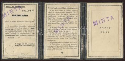1930-as évek Magyar Királyi Államvasutak "Arcképes igazolvány piaci és vásári kereskedők részére" "000-ás Minta"