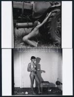 cca 1975 Hétvégi fotózások, szolidan erotikus fényképek, 13 db mai nagyítás korabeli negatívokról, 1...