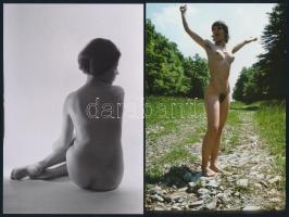 cca 1975 Hétvégi fotózások, szolidan erotikus fényképek, 13 db mai nagyítás korabeli negatívokról, 1...