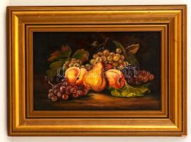 Újházy jelzéssel: Gyümölcsös csendélet. Olaj, karton, keretben, 27×43 cm