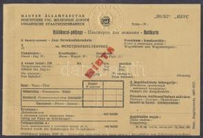 1930-as évek Magyar Királyi Államvasutak "Hálókocsi-pótjegy" "000-ás Minta" 3 nyelven