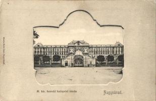 Nagyvárad, Oradea; M. kir. hadapród iskola, Sebő Imre kiadása / K.u.K. military cadet school, Art Nouveau (fa)