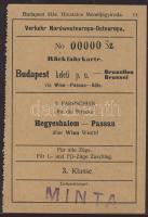 1930-as évek Budapest Máv. Hivatalos Menetjegyiroda "Menetjegy Budapest-Brüsszel" "000-ás Minta"