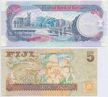 Vegyes: Barbados 1980. 2$ + Fidzsi-szigetek 2007. 5$ T:II-III
Mixed: Barbados 1980. 2 Dollars + Fij...