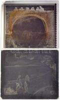 cca 1930 Schreiber H. és Blattner G. aláírású festmények reprodukciós negatívja, 14 db vintage üveglemezen 15 mű, 12x16 cm