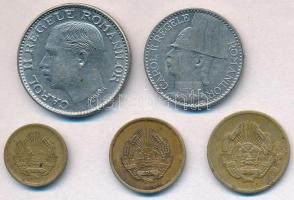 Románia 1936. 100L Ni + 1937. 50L Ni + 1952. 1b Cu-Ni-Zn + 3b Cu-Ni-Zn + 5b Cu-Ni-Zn T:1-,2,2- Romania 1936. 100 Lei Ni + 1937. 50 Lei Ni + 1952. 1 Ban Cu-Ni-Zn + 3 Bani Cu-Ni-Zn + 5 Bani Cu-Ni-Zn C:AU,XF,VF