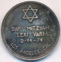 Amerikai Egyesült Államok 1974. "Bar-micvó" emlékérem, jelzett Ag emlékérem "PLATA 10...