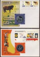 Érmés boríték tétel, 38db, egész világ, benne jobbak, PP, Gibraltár, Kína 2albumban