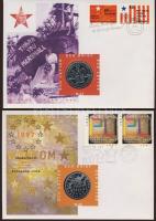 Érmés boríték tétel, 38db, egész világ, benne jobbak, PP, Gibraltár, Kína 2albumban