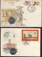 Érmés boríték tétel, 38db, egész világ, benne jobbak, PP, Gibraltár, Kína 2albumban