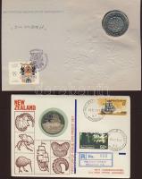 Érmés boríték tétel, 38db, egész világ, benne jobbak, PP, Gibraltár, Kína 2albumban