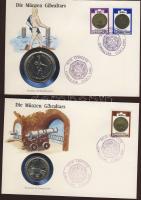 Érmés boríték tétel, 38db, egész világ, benne jobbak, PP, Gibraltár, Kína 2albumban