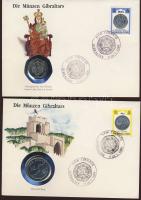 Érmés boríték tétel, 38db, egész világ, benne jobbak, PP, Gibraltár, Kína 2albumban