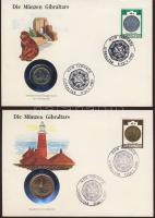 Érmés boríték tétel, 38db, egész világ, benne jobbak, PP, Gibraltár, Kína 2albumban